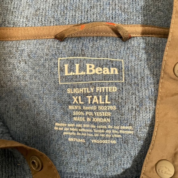 L.L Bean Men’s Blue Mockneck 1/4 Zip Up Fleece Soft Long Sleeve Tall Jacket XL - Picture 6 of 7
